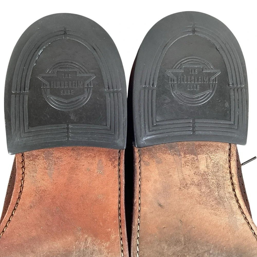 The Florsheim Shoe Brown Pebble Leather Wingtip Brogue Oxfords Men's 10.5 D‎